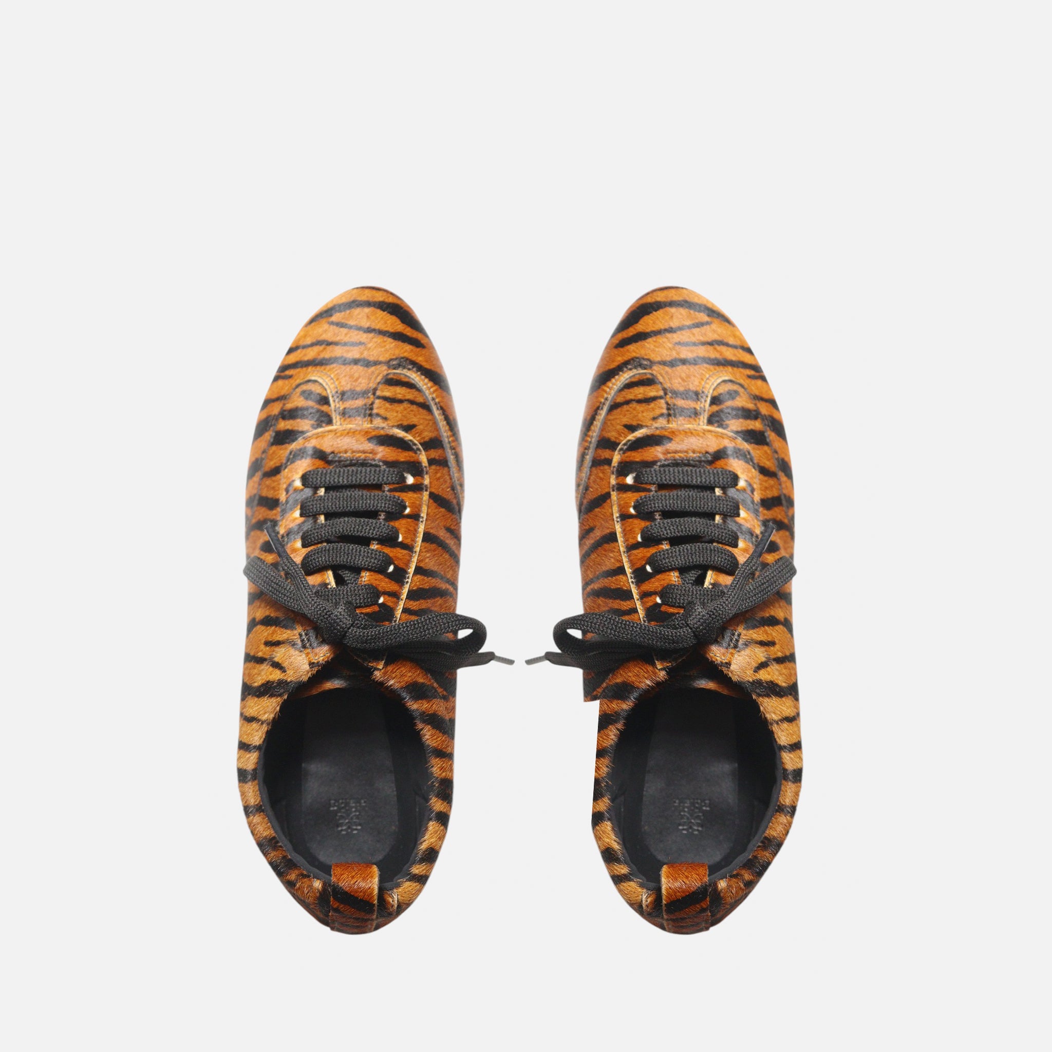 Tênis Oxford em Couro Animal Listrado Caramelo