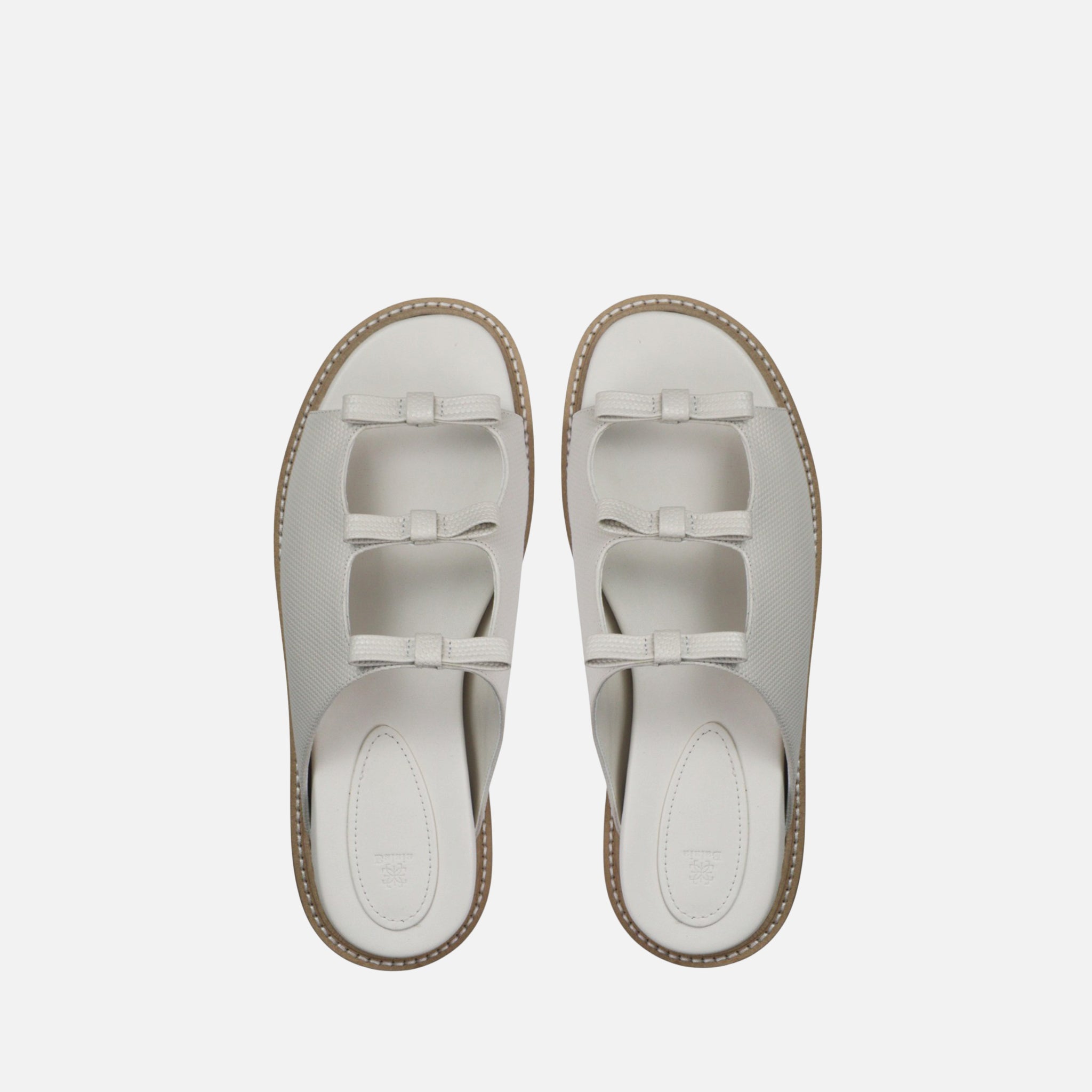 Papete Laços em Couro Texturizado Off White