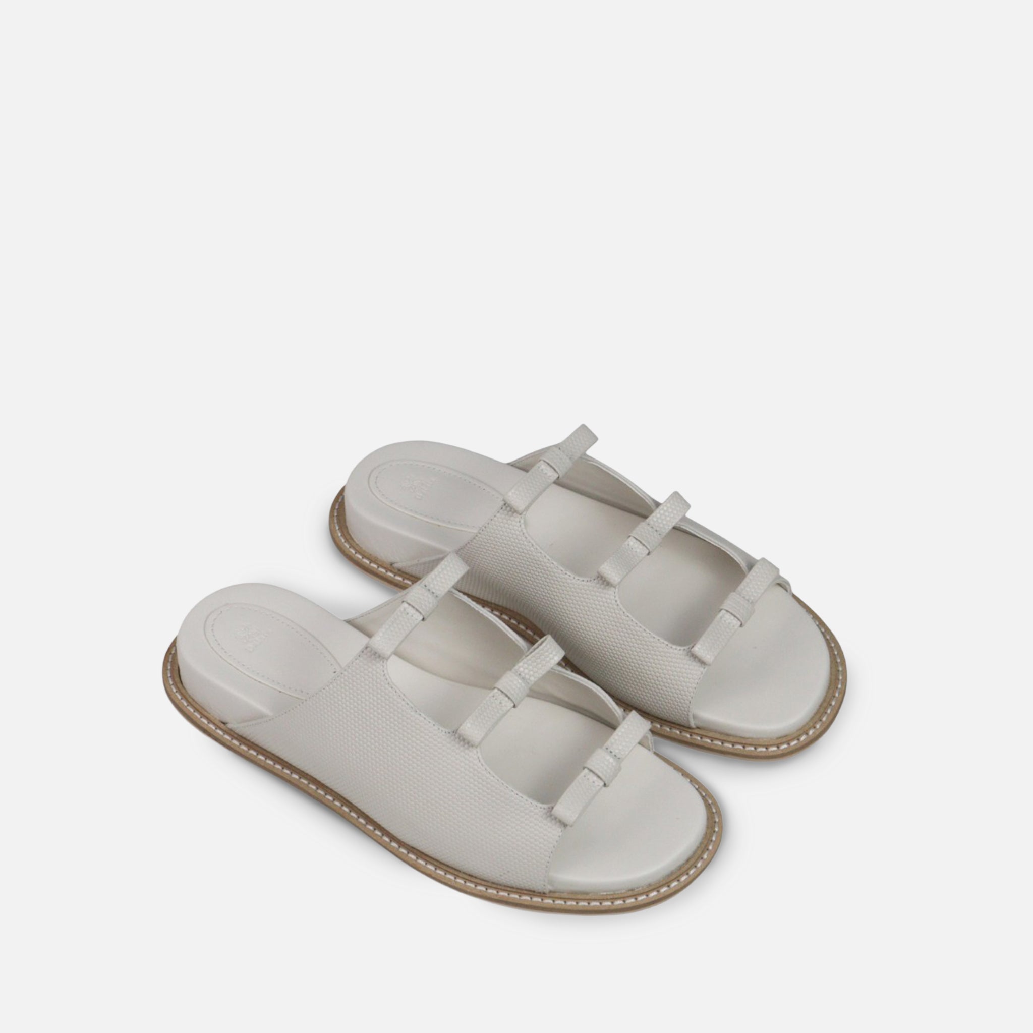 Papete Laços em Couro Texturizado Off White