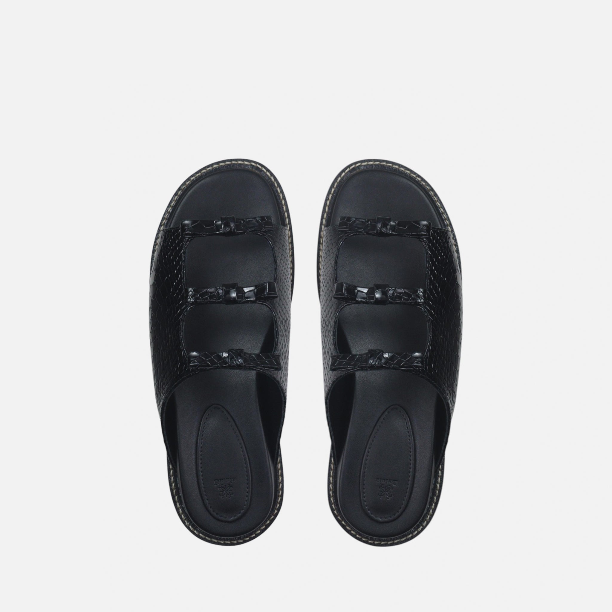 Papete Laços em Couro Texturizado Preto