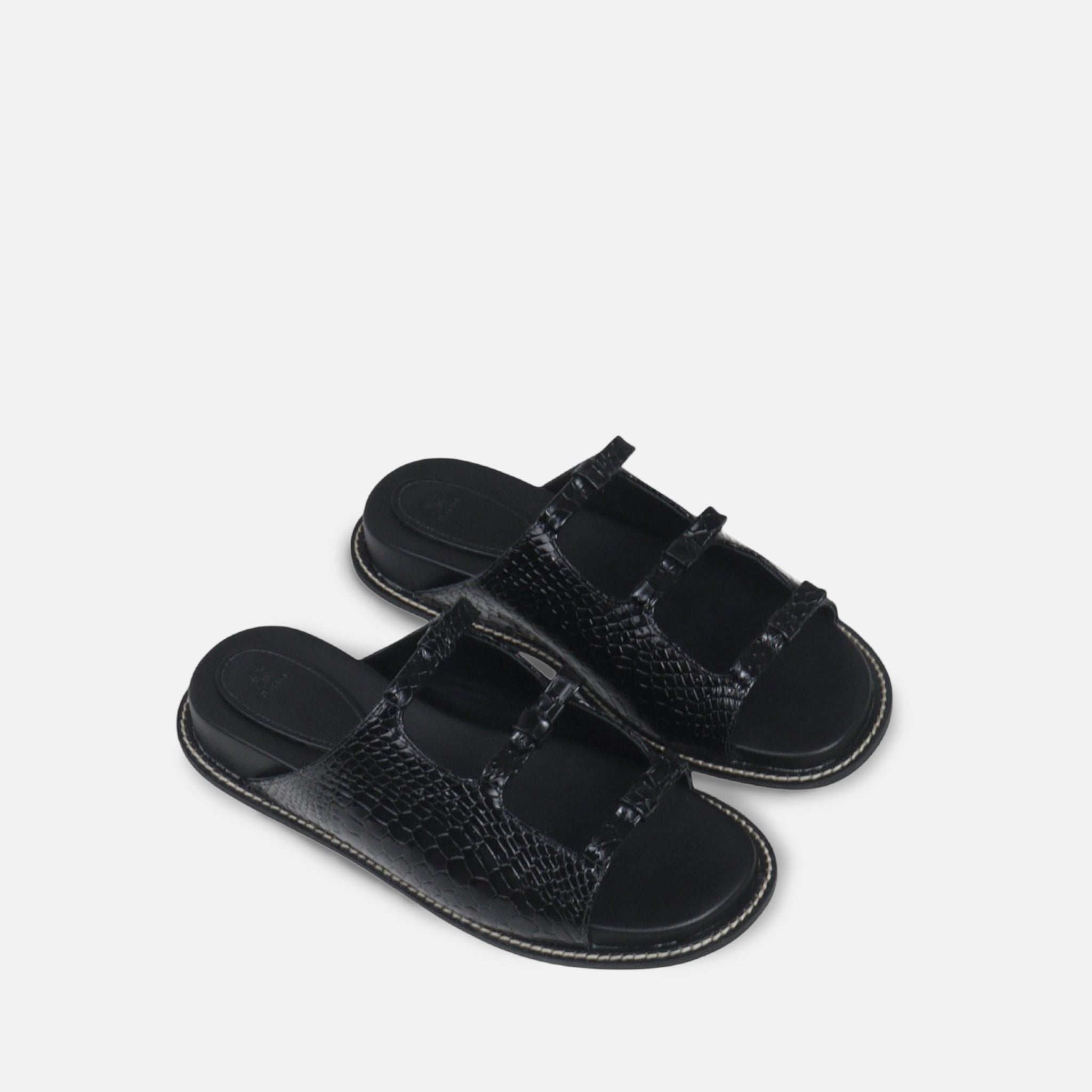 Papete Laços em Couro Texturizado Preto