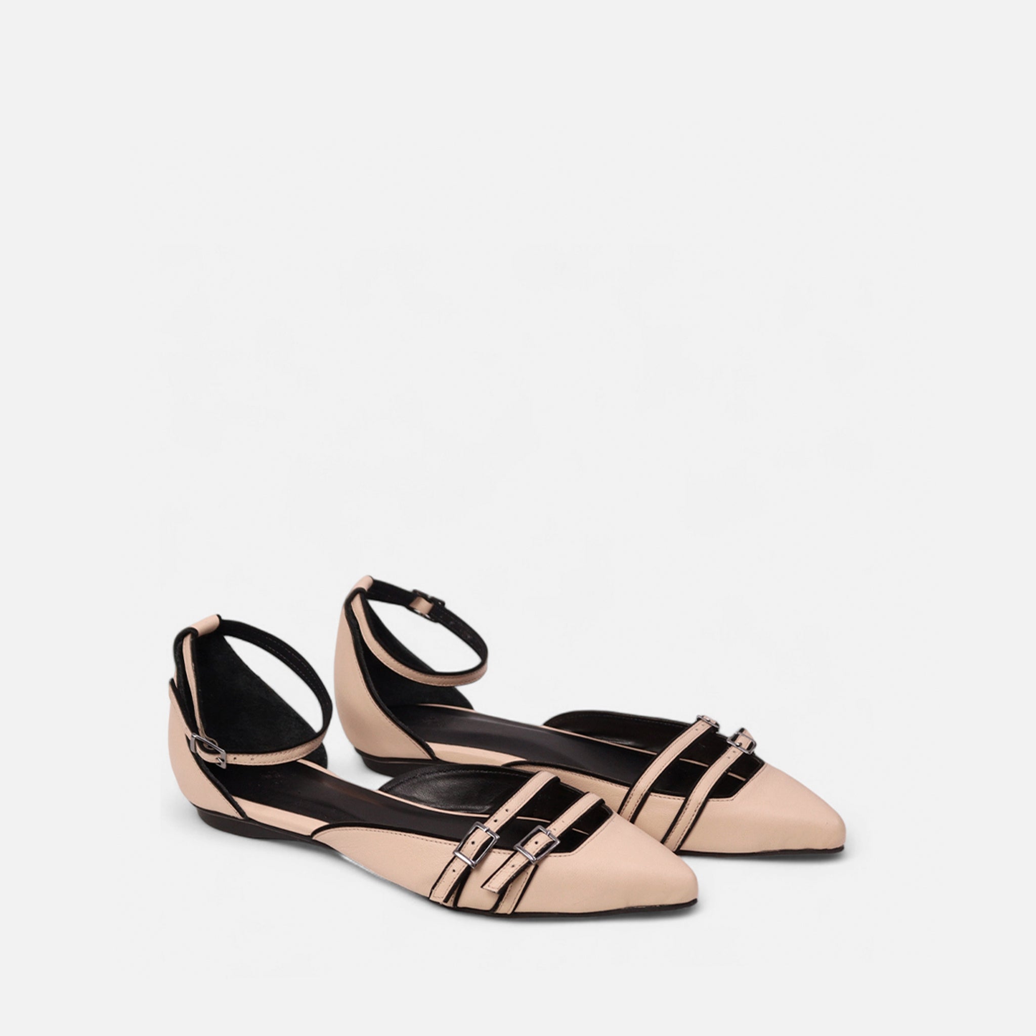 Sapatilha Decotada em Couro Sand