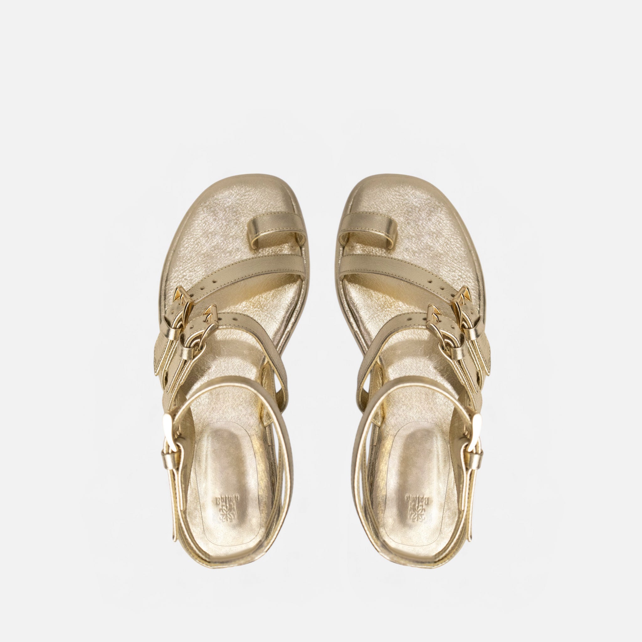 Rasteira Gladiadora em Couro Ouro Light