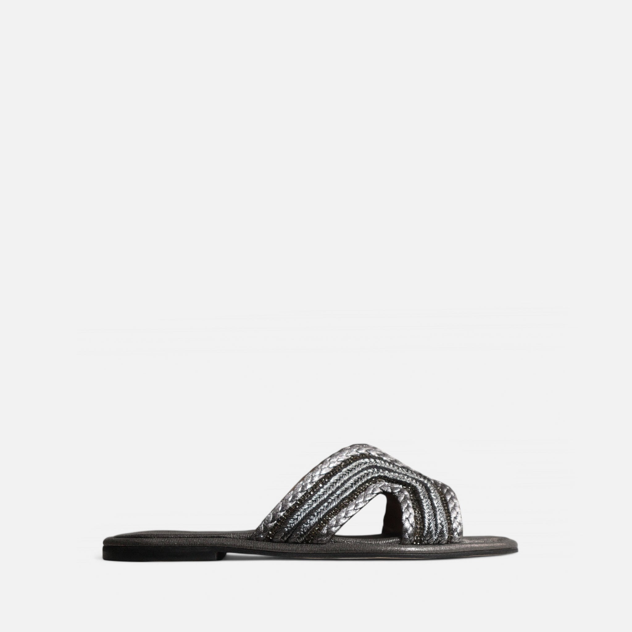 Rasteira Trançada Mix Ônix