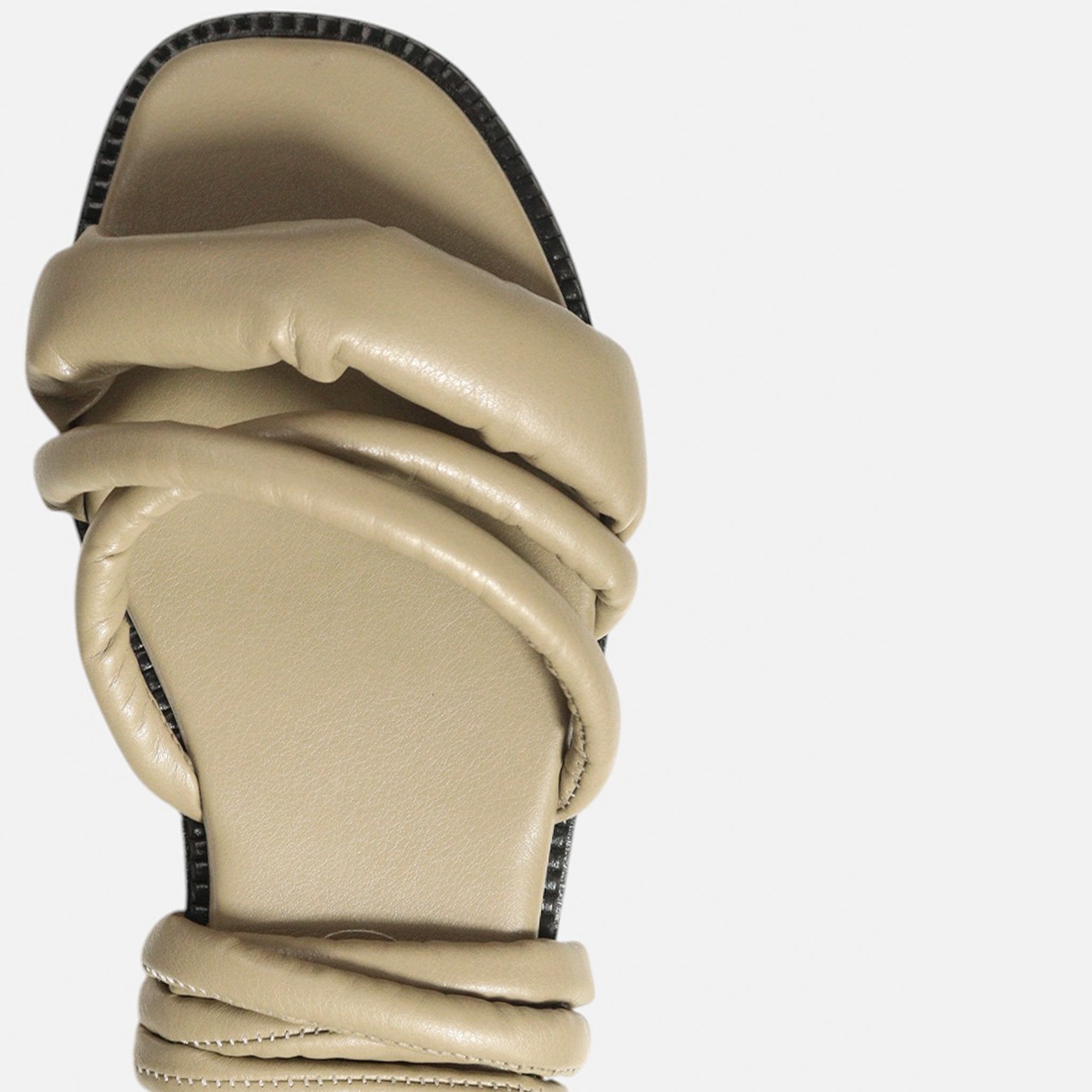Rasteira Tiras e Amarração Pillow Khaki