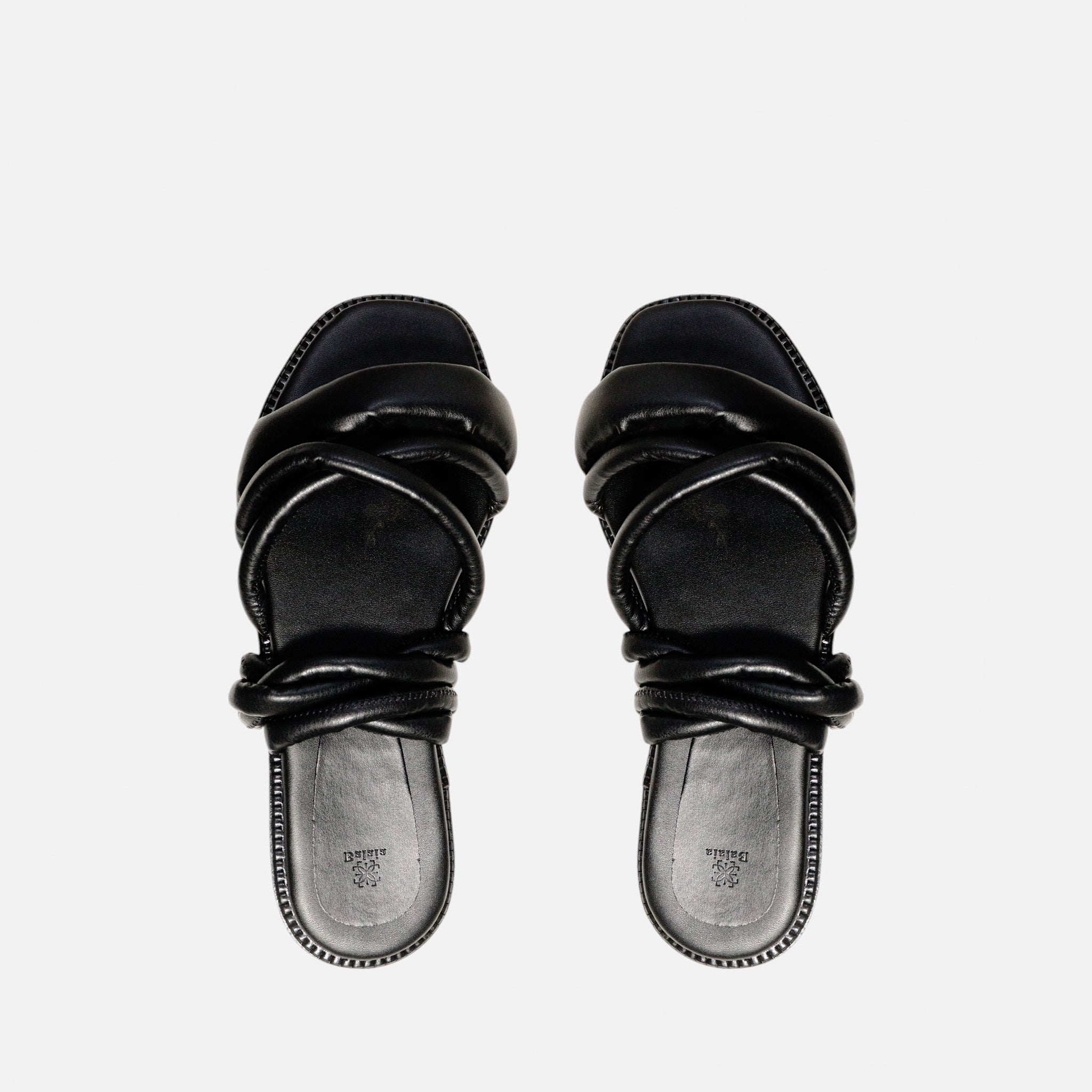 Rasteira Tiras e Amarração Pillow Preto