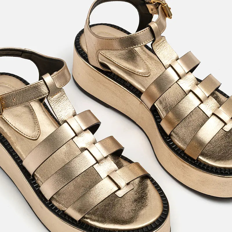 Flatform Fisherman em Couro Ouro