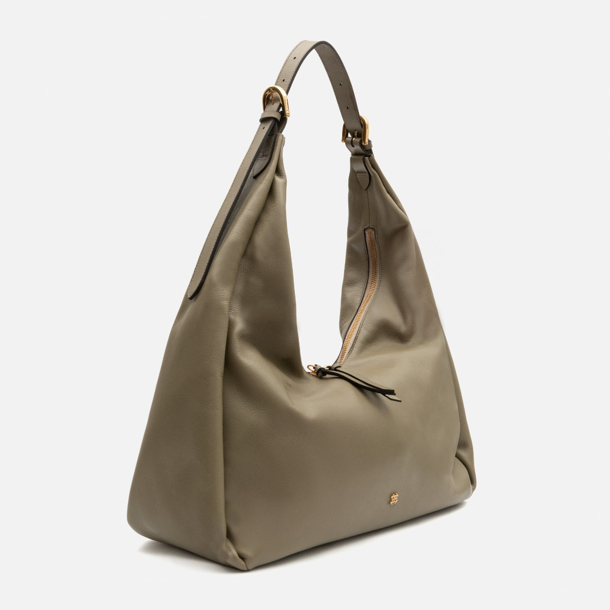 Bolsa Cleo hobo em couro khaki