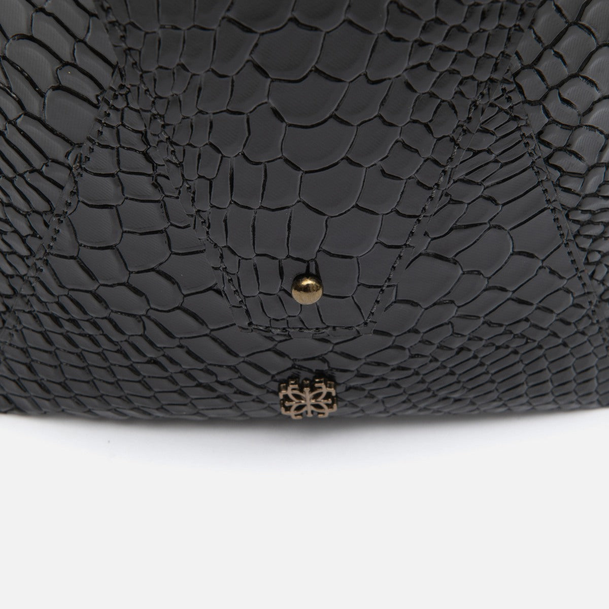 Bagphone Oli em Couro Croco Preto Corrente Silver Brown