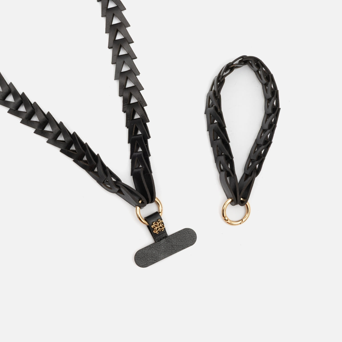 Phone Strap em Couro Preto