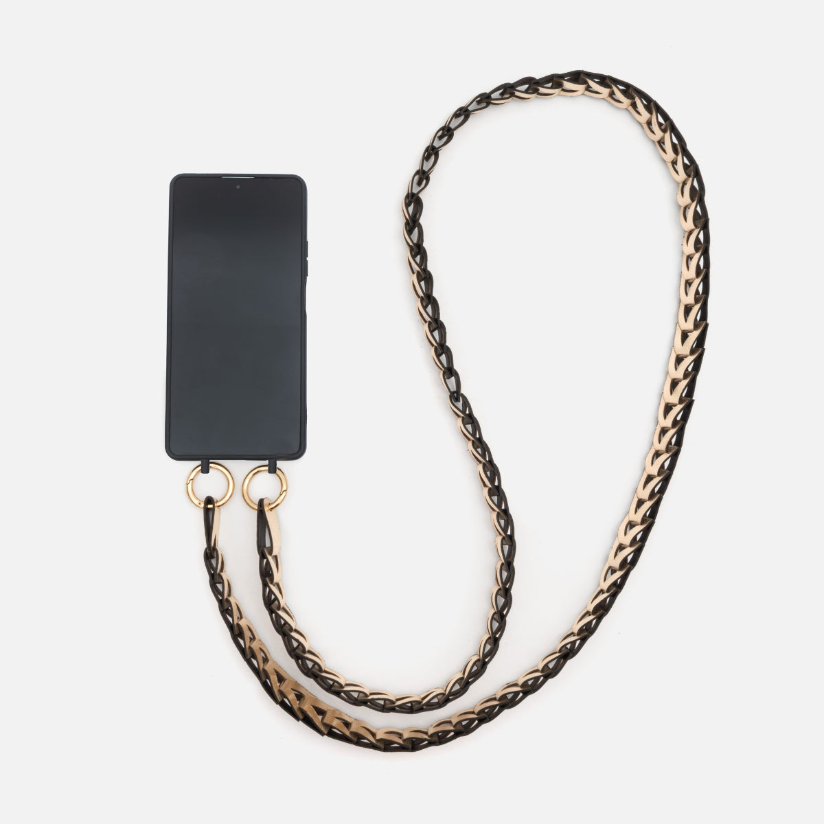 Phone Strap em Couro Ouro Light