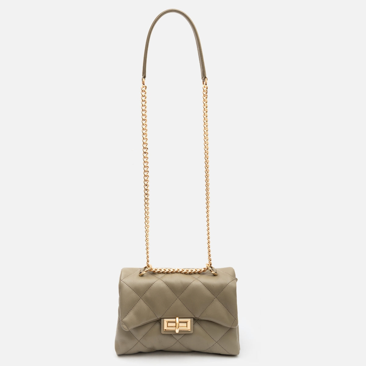Bolsa Iza em Couro Khaki