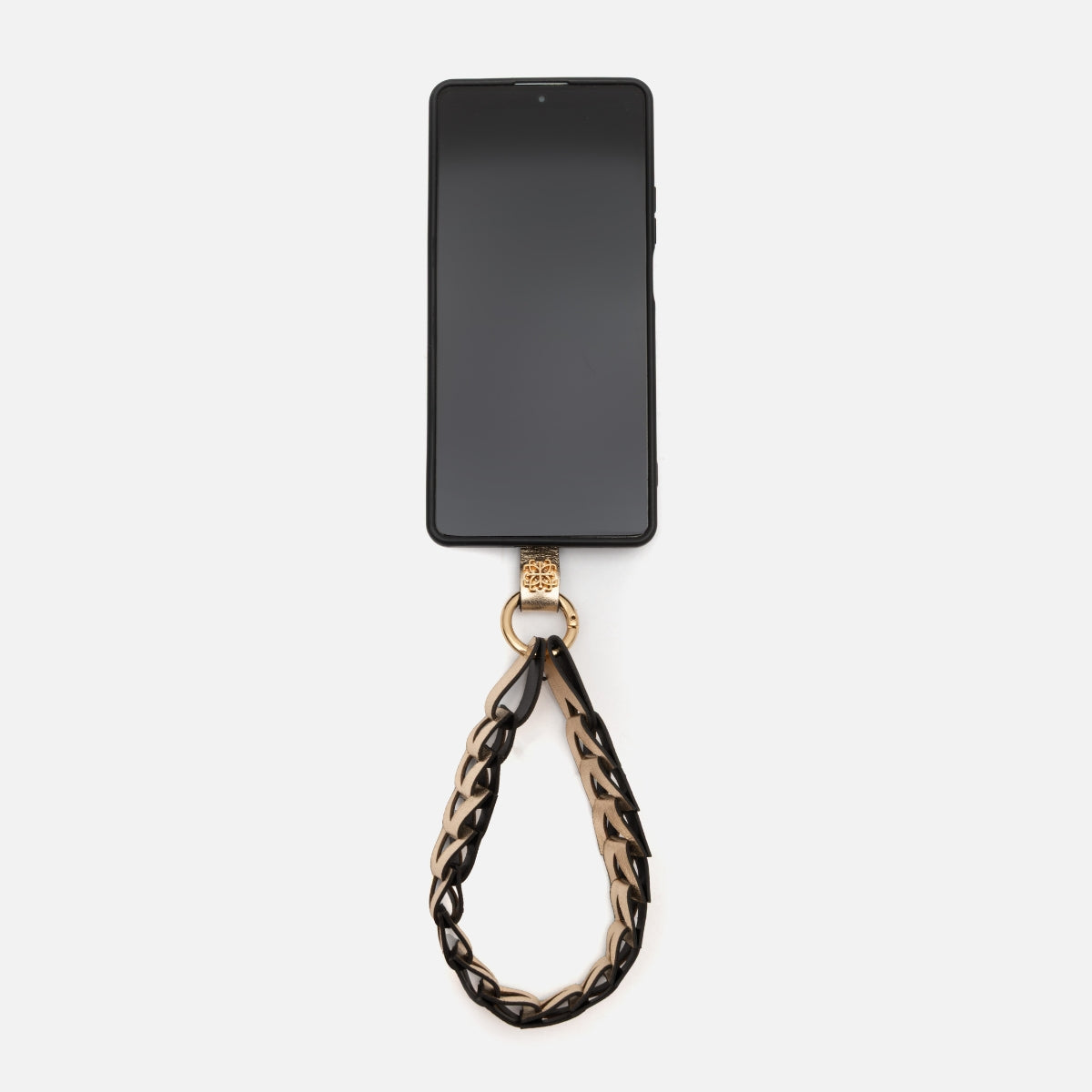Phone Strap em Couro Ouro Light
