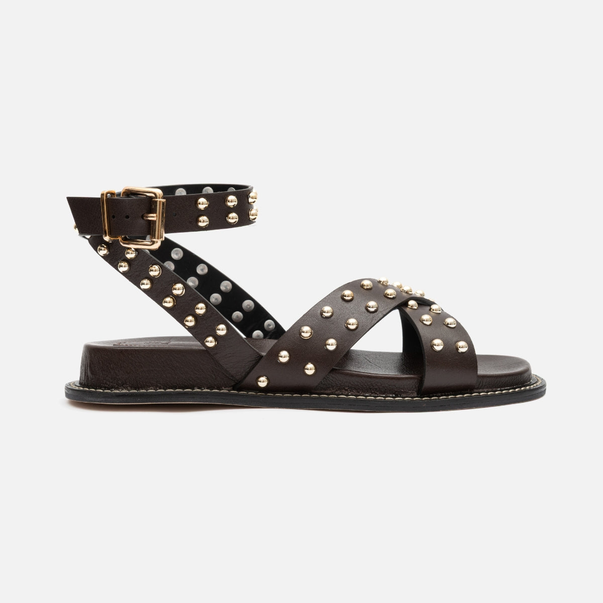 Sandália boho com aplicações café