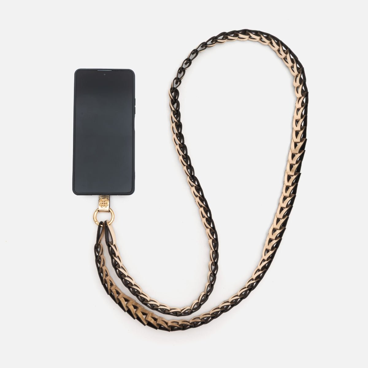 Phone Strap em Couro Ouro Light