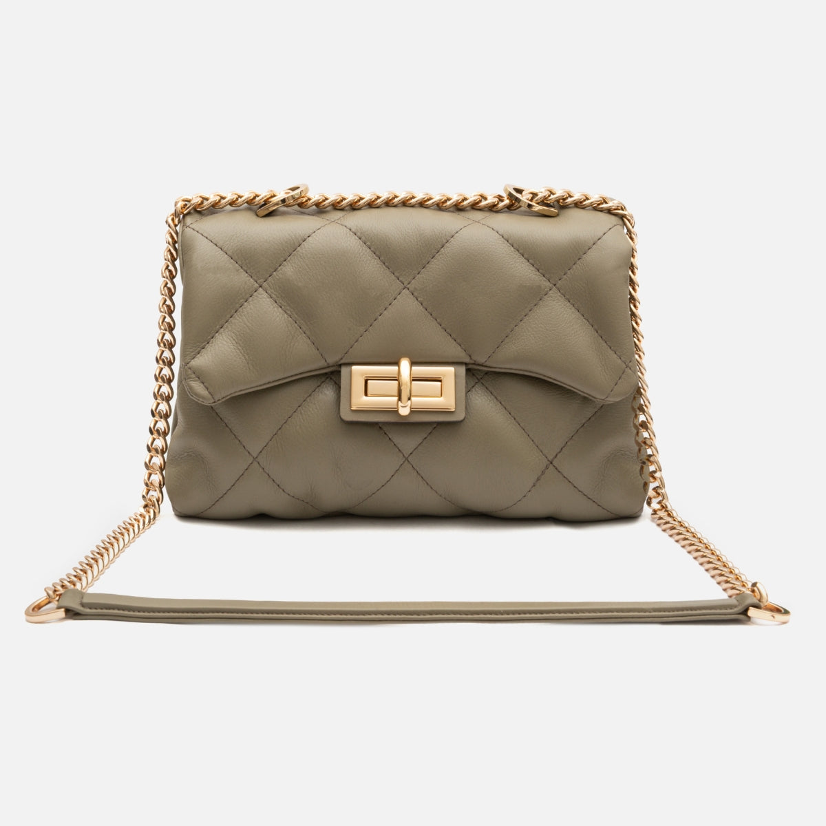 Bolsa Iza em Couro Khaki