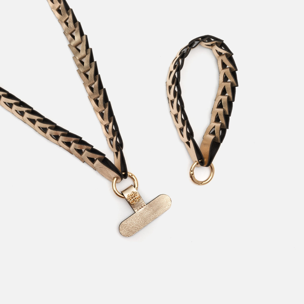 Phone Strap em Couro Ouro Light