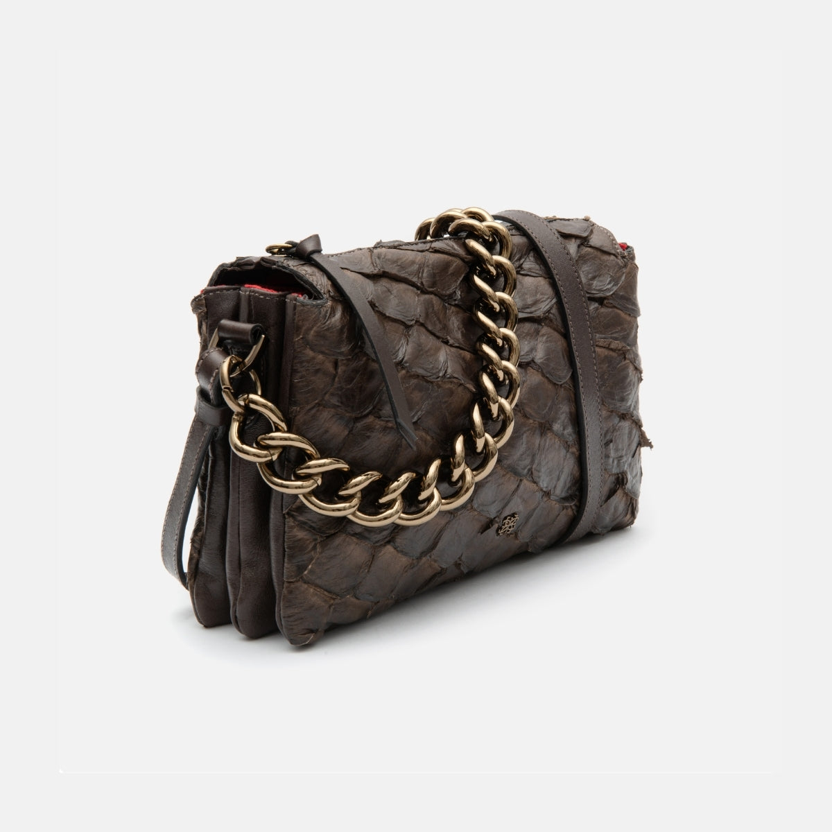 Bolsa Giulia em Couro Pirarucu Café