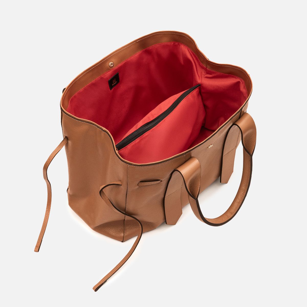 Bolsa Bianca com forro em Couro Carmel