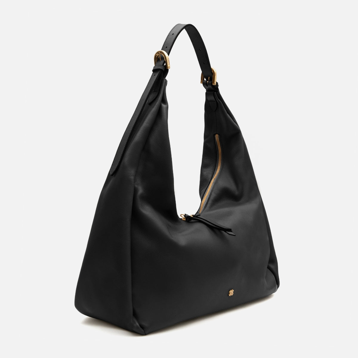 Bolsa Cleo hobo em couro preto