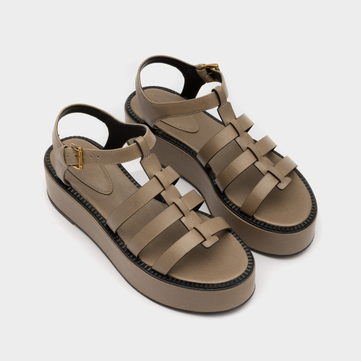 Flatform Fisherman em Couro Khaki