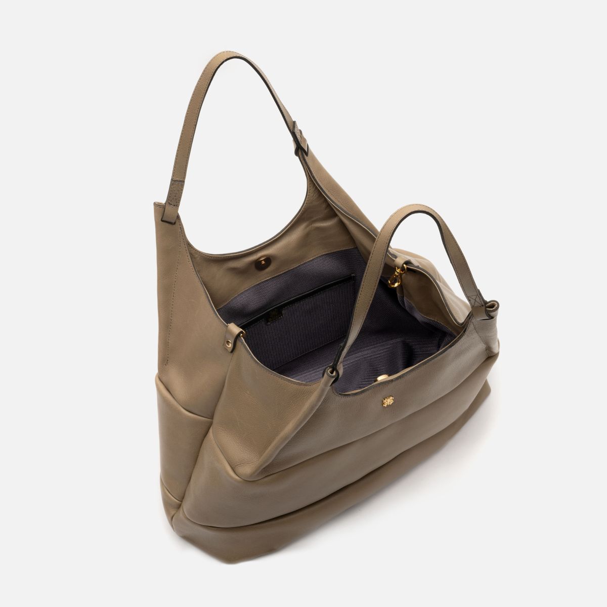 Bolsa Clara Tote em Couro Khaki