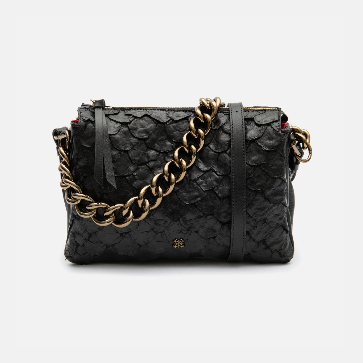 Bolsa Giulia em Couro Pirarucu Preto