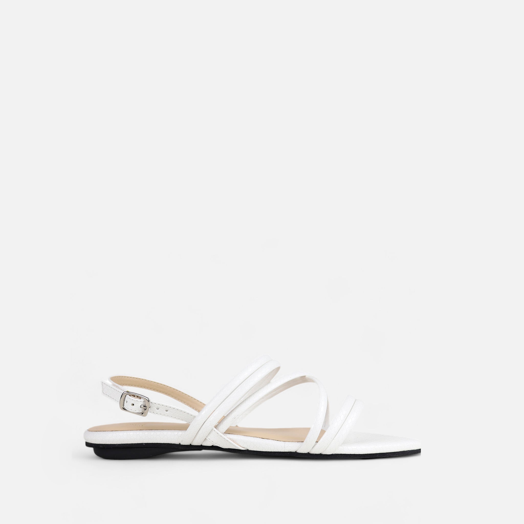 Rasteira Tiras Cruzadas Lezard Branco