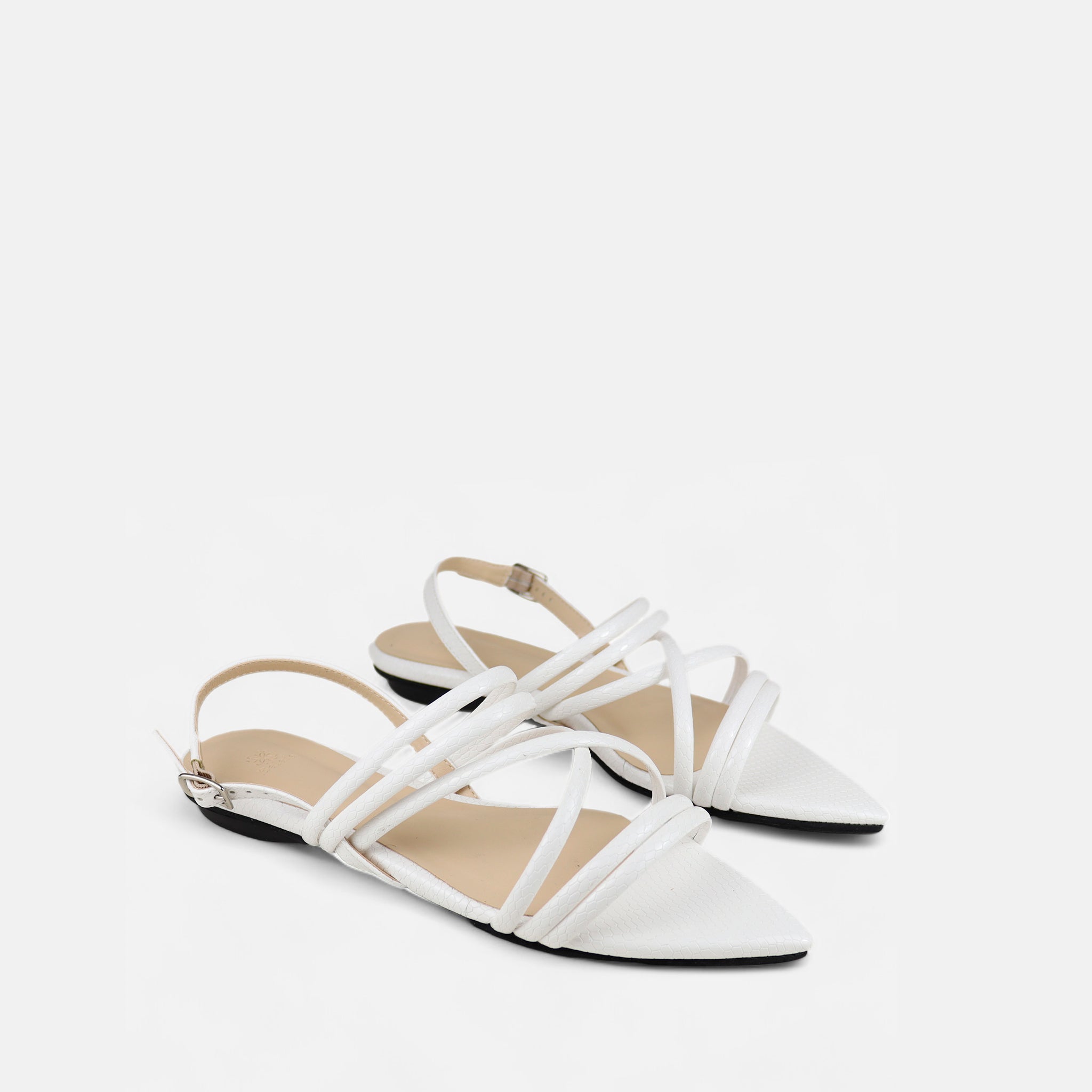 Rasteira Tiras Cruzadas Lezard Branco