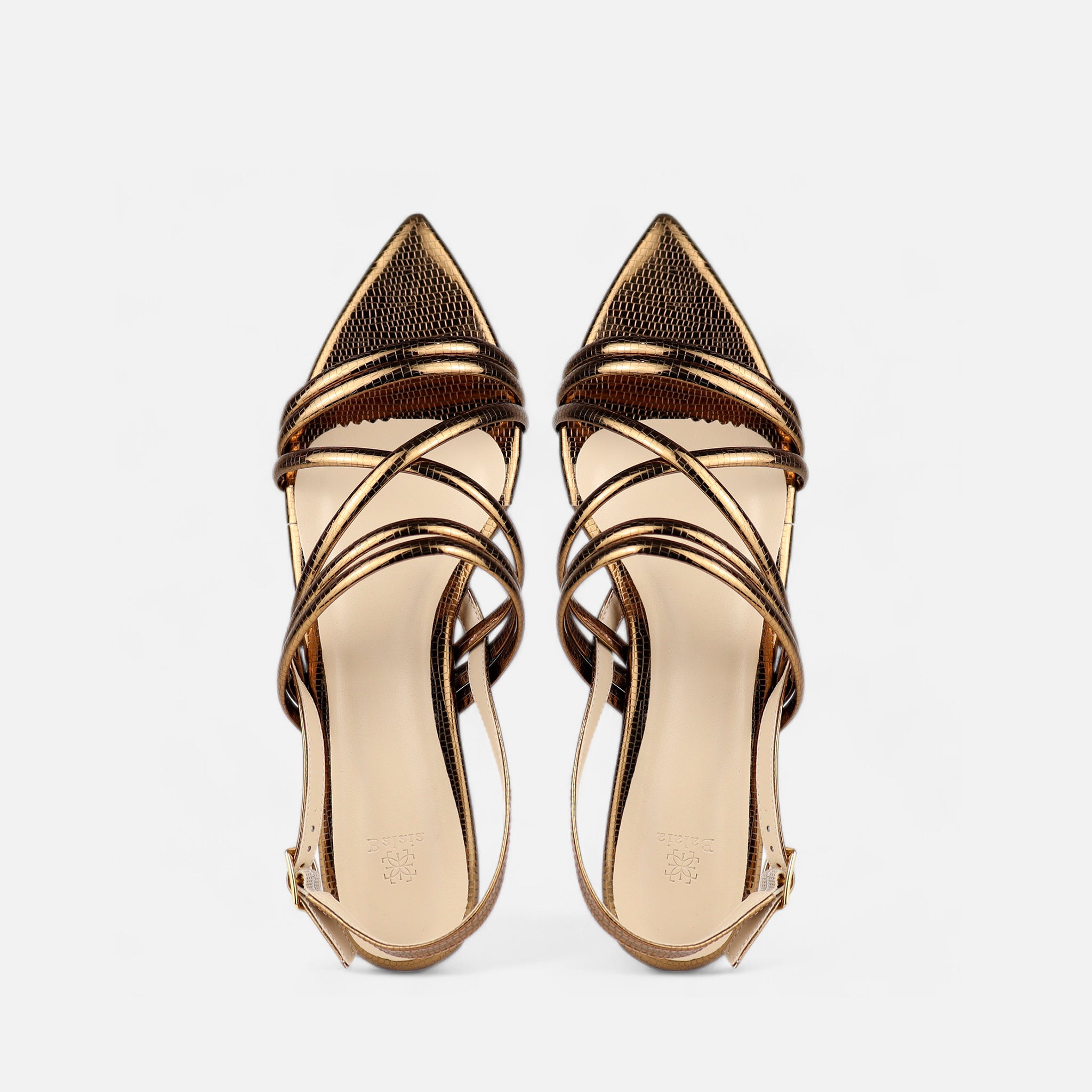 Rasteira Tiras Cruzadas Lezard Bronze