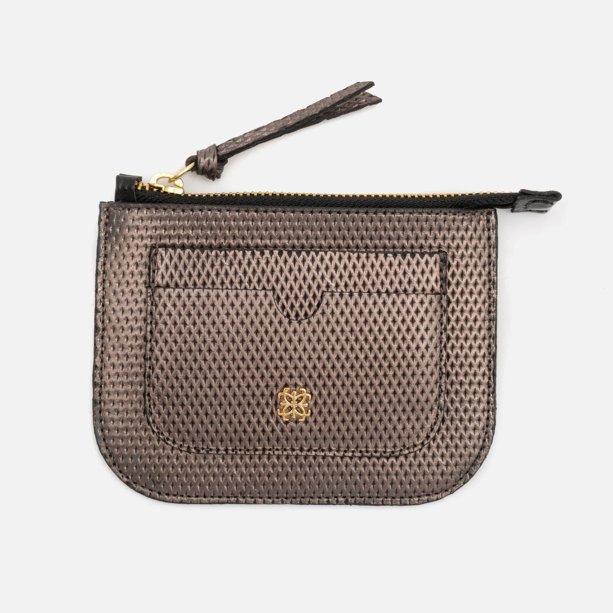 Porta Cartão em Couro Textura Prata Velho