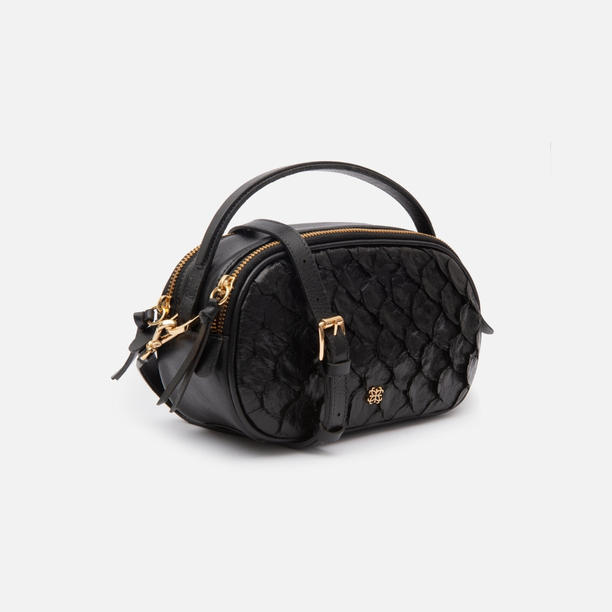 Bolsa Lívia em Couro Pirarucu Preto