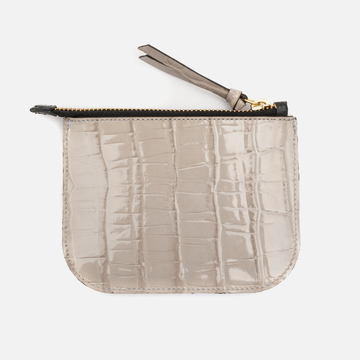 Porta Cartão em Couro Croco Acinzentado