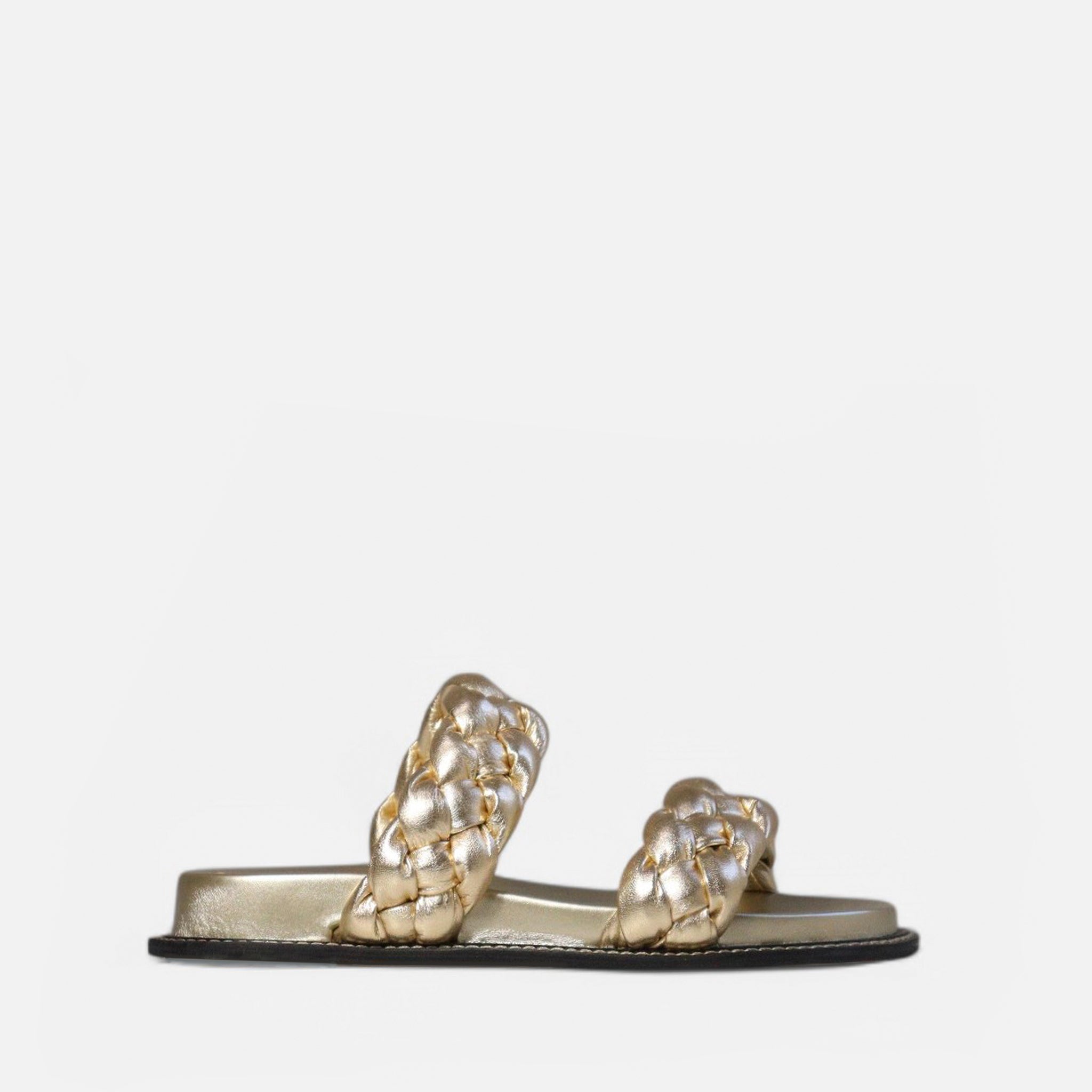 Birken Tranças Pillow em Couro Ouro Light