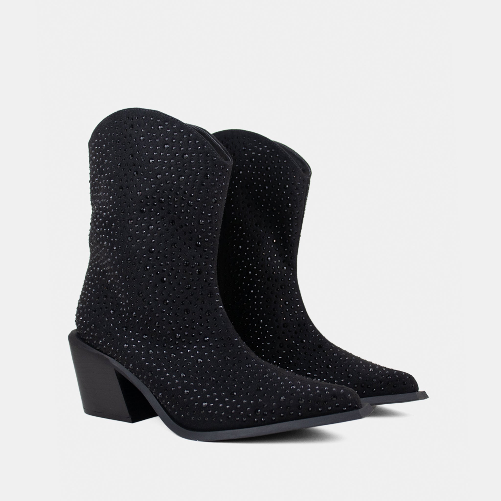 Bota Western de Camurça Preto com Brilho