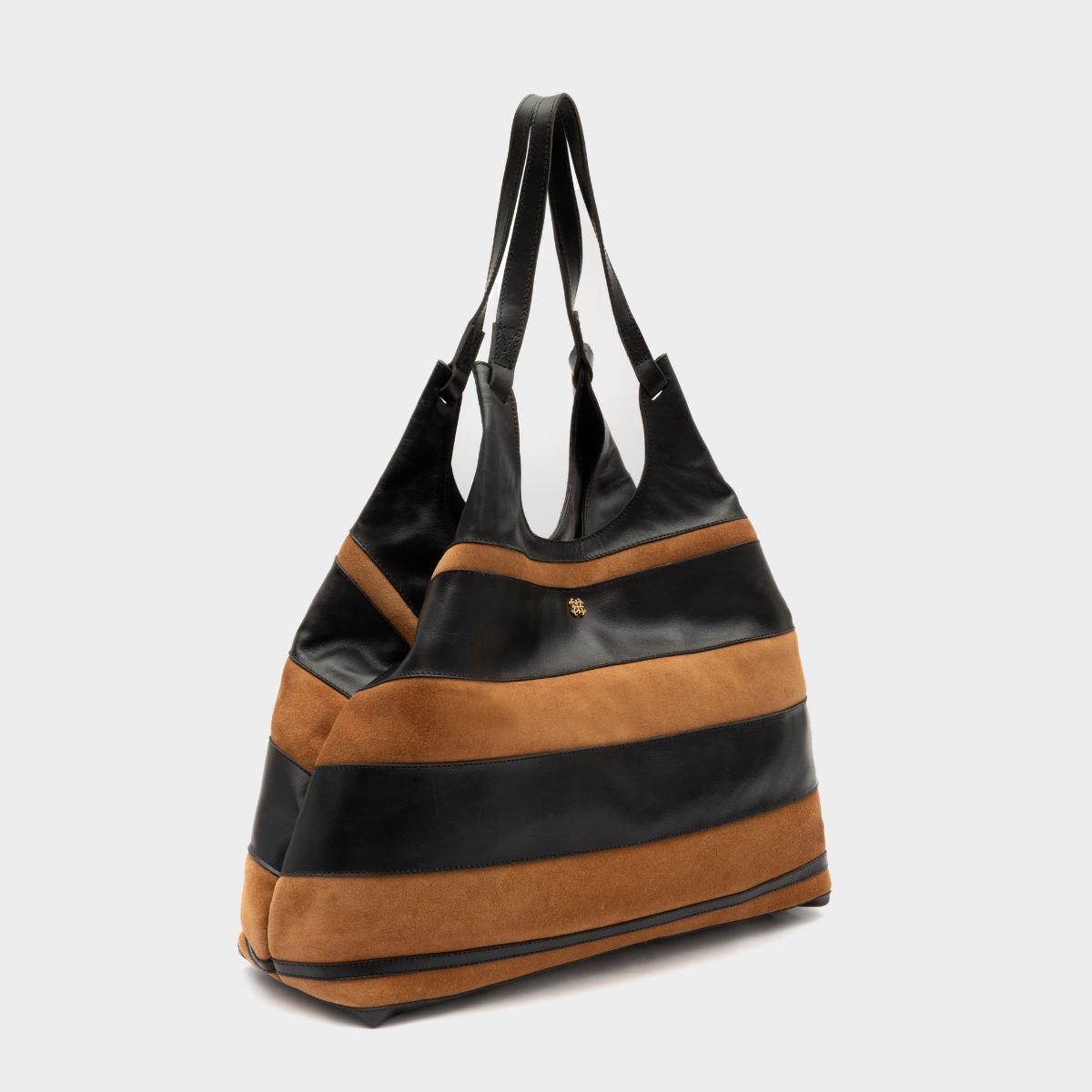 Bolsa Clara Tote Bicolor em Couro e Camurça