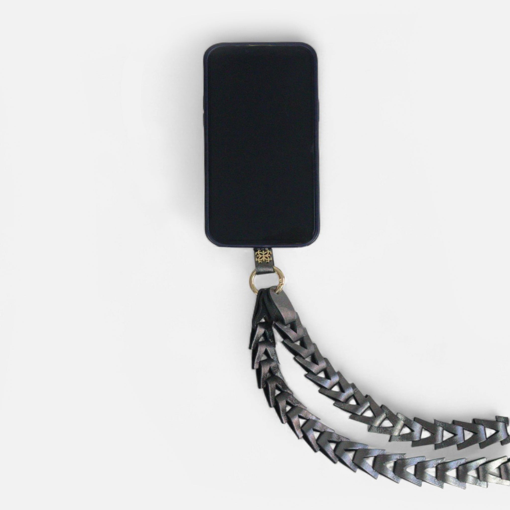 Phone Strap em Couro Carbono