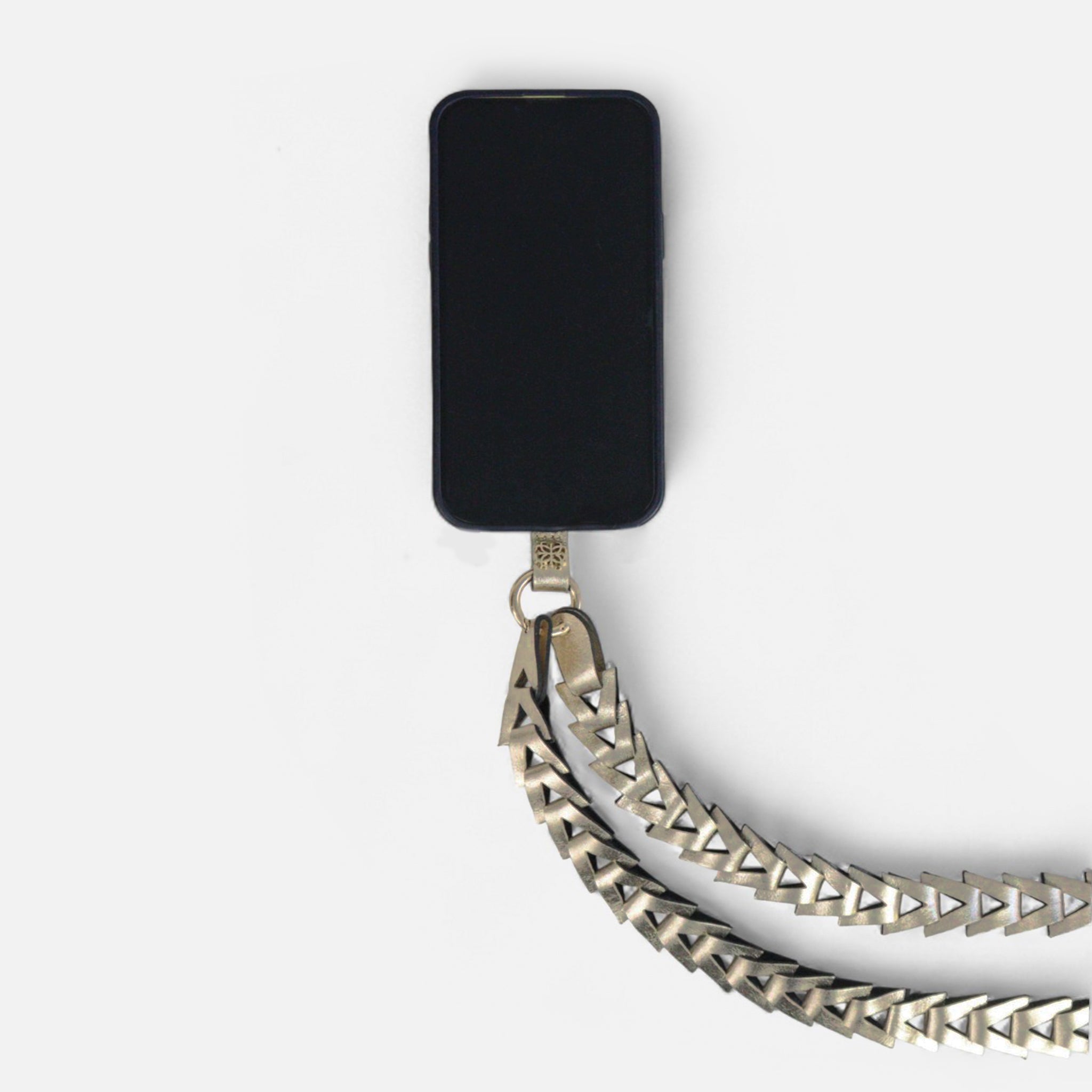 Phone Strap em Couro Ouro Light