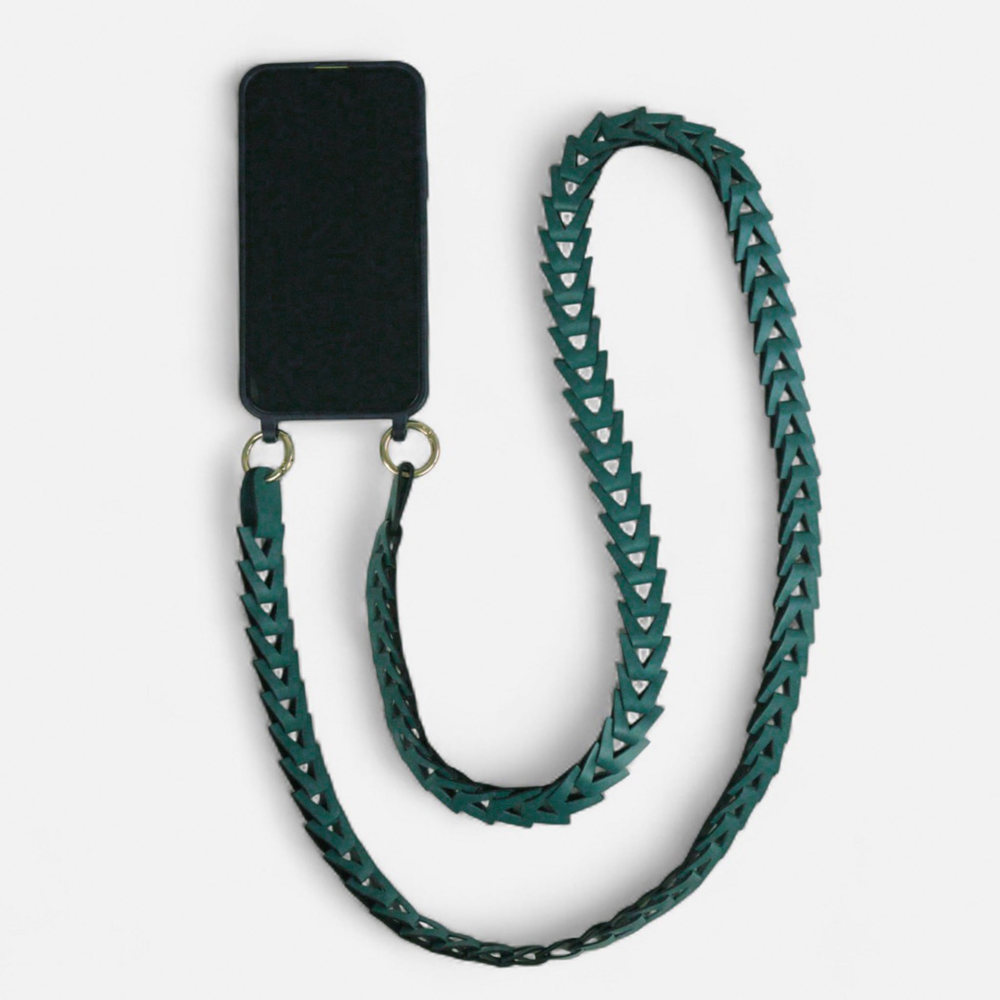 Phone Strap em Couro Verde Petróleo