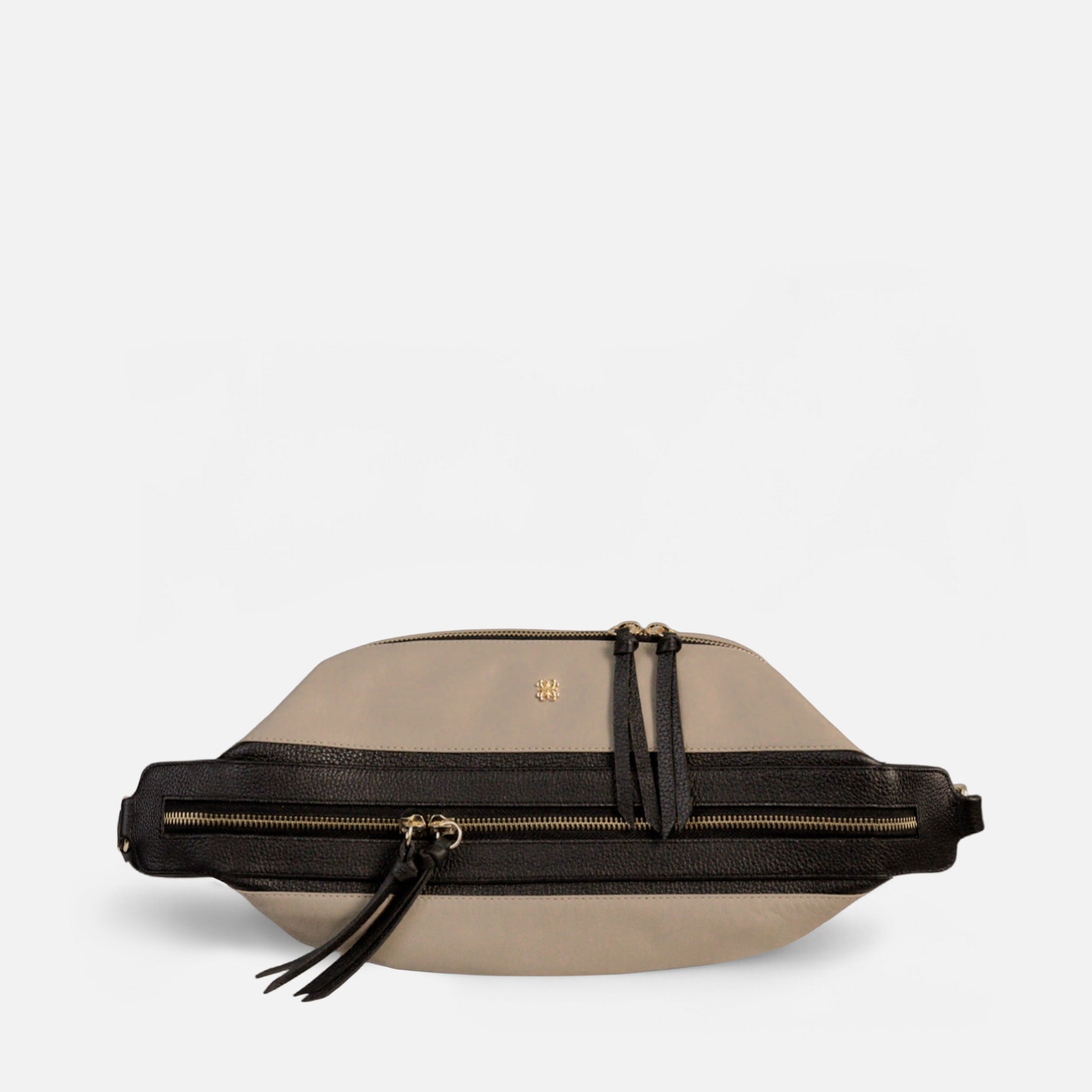 Bolsa Amélie em Couro Khaki e Preto