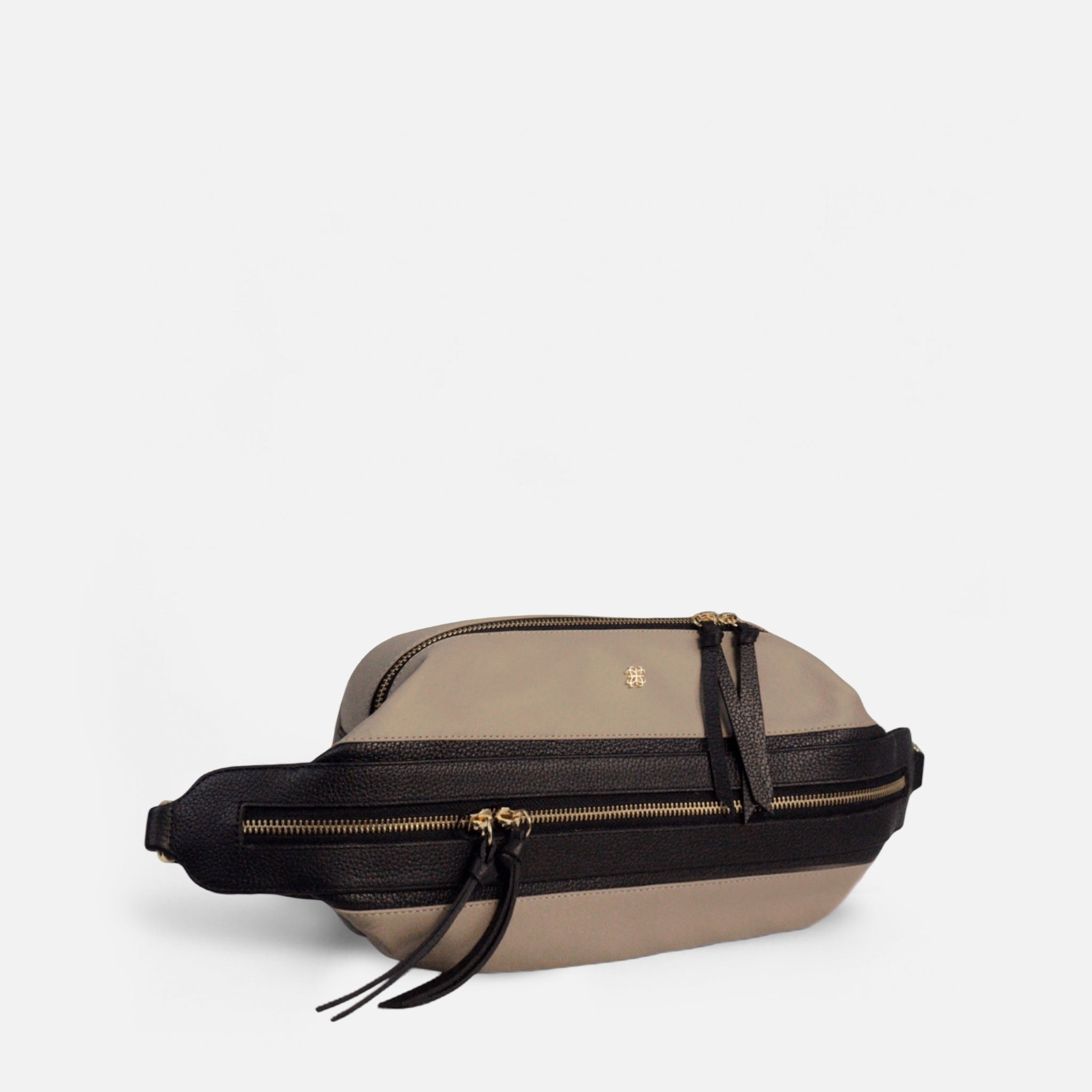 Bolsa Amélie em Couro Khaki e Preto
