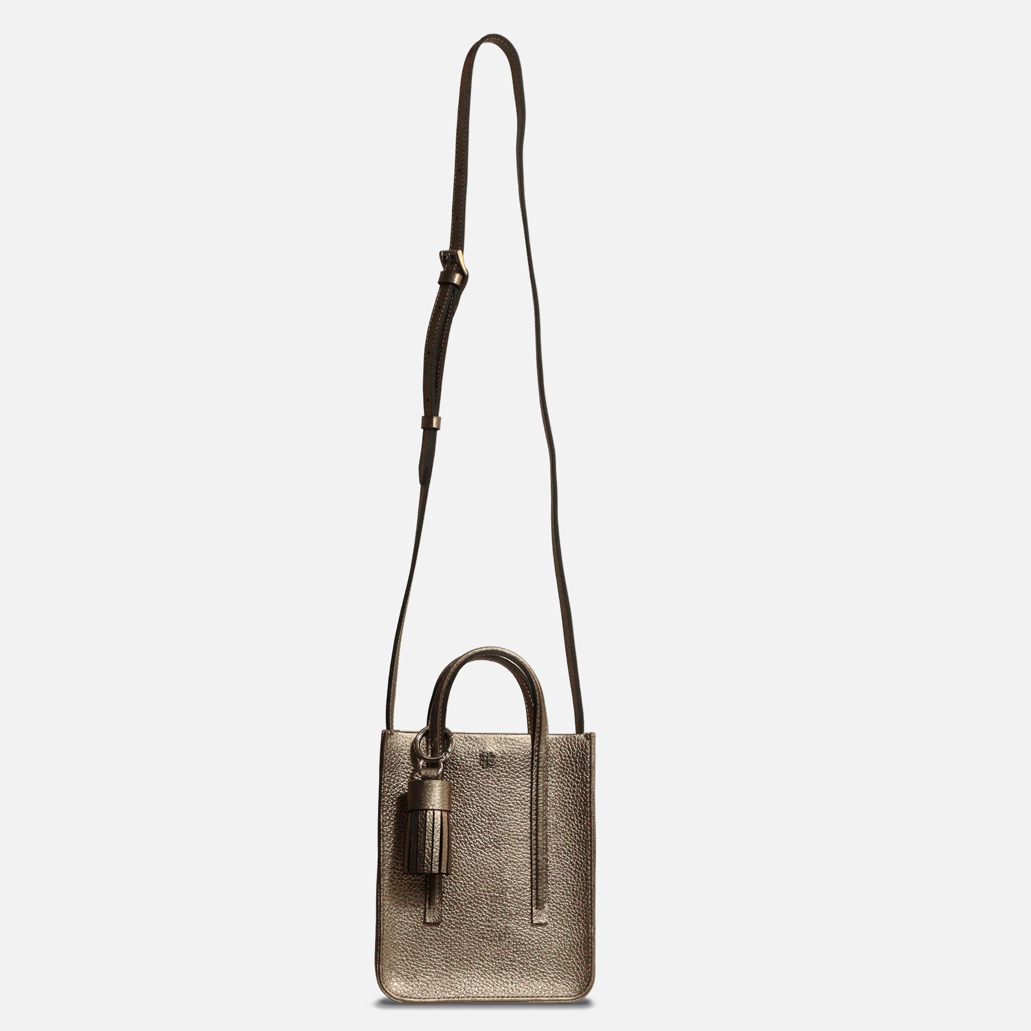 Bolsa Ana P em Couro Prata Velho