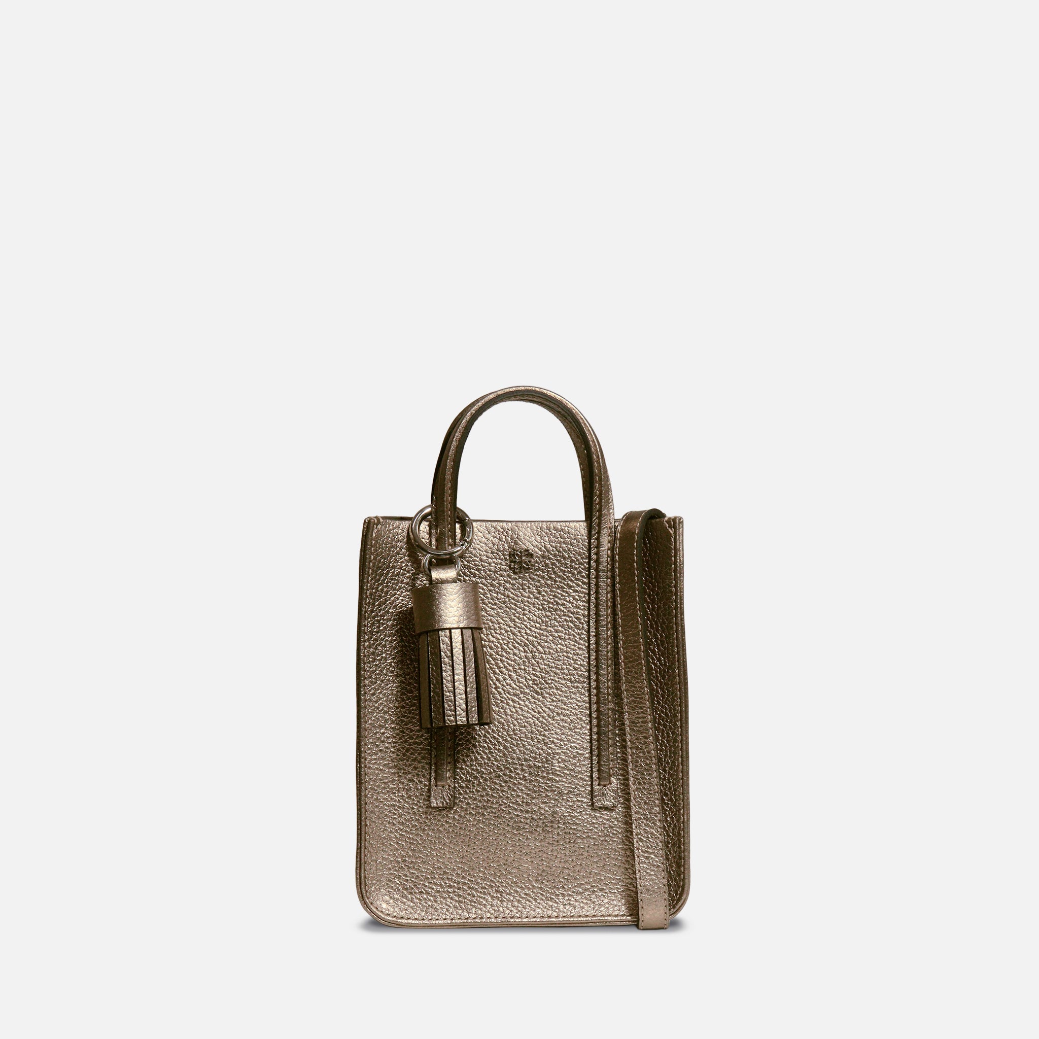 Bolsa Ana P em Couro Prata Velho