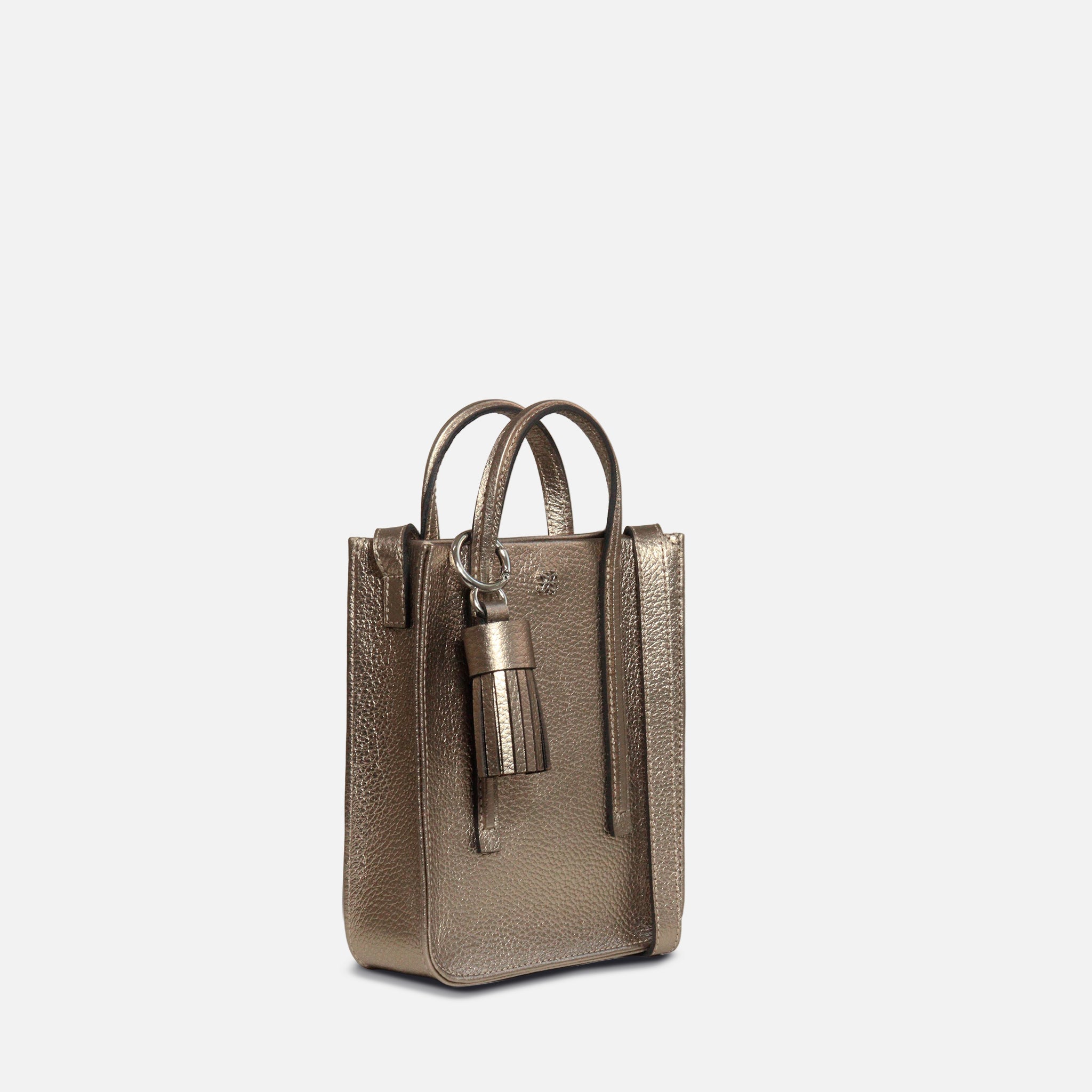 Bolsa Ana P em Couro Prata Velho