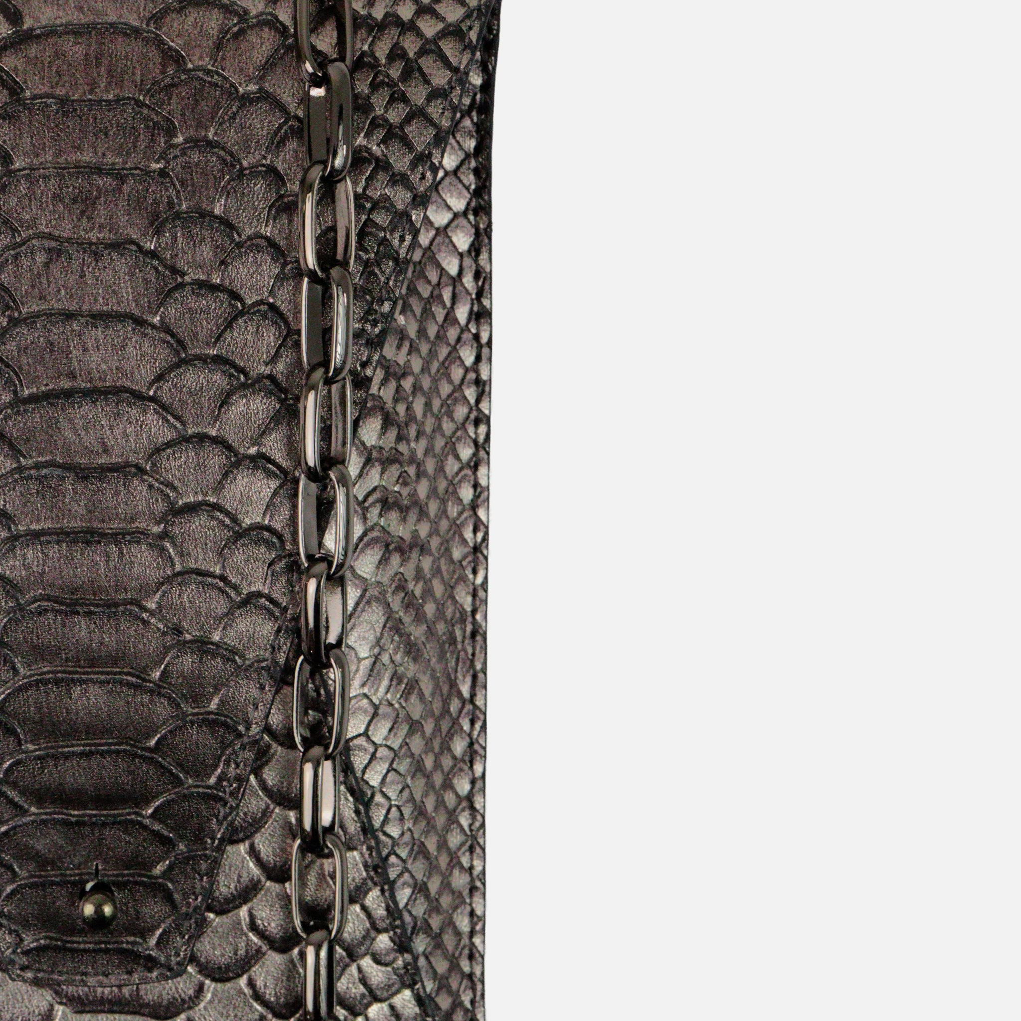 Bagphone Oli em Couro Croco Prata Velho