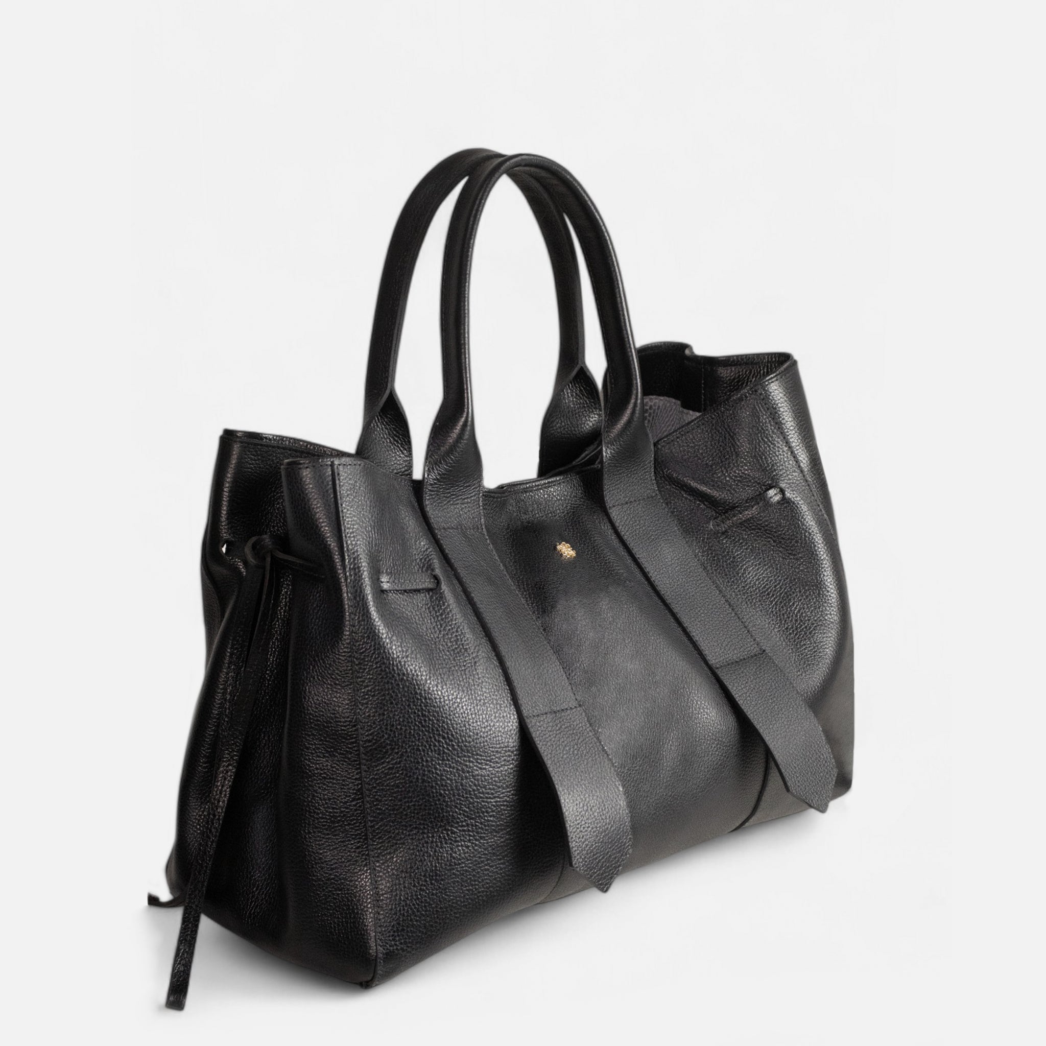 Bolsa Bianca com forro em Couro Preto