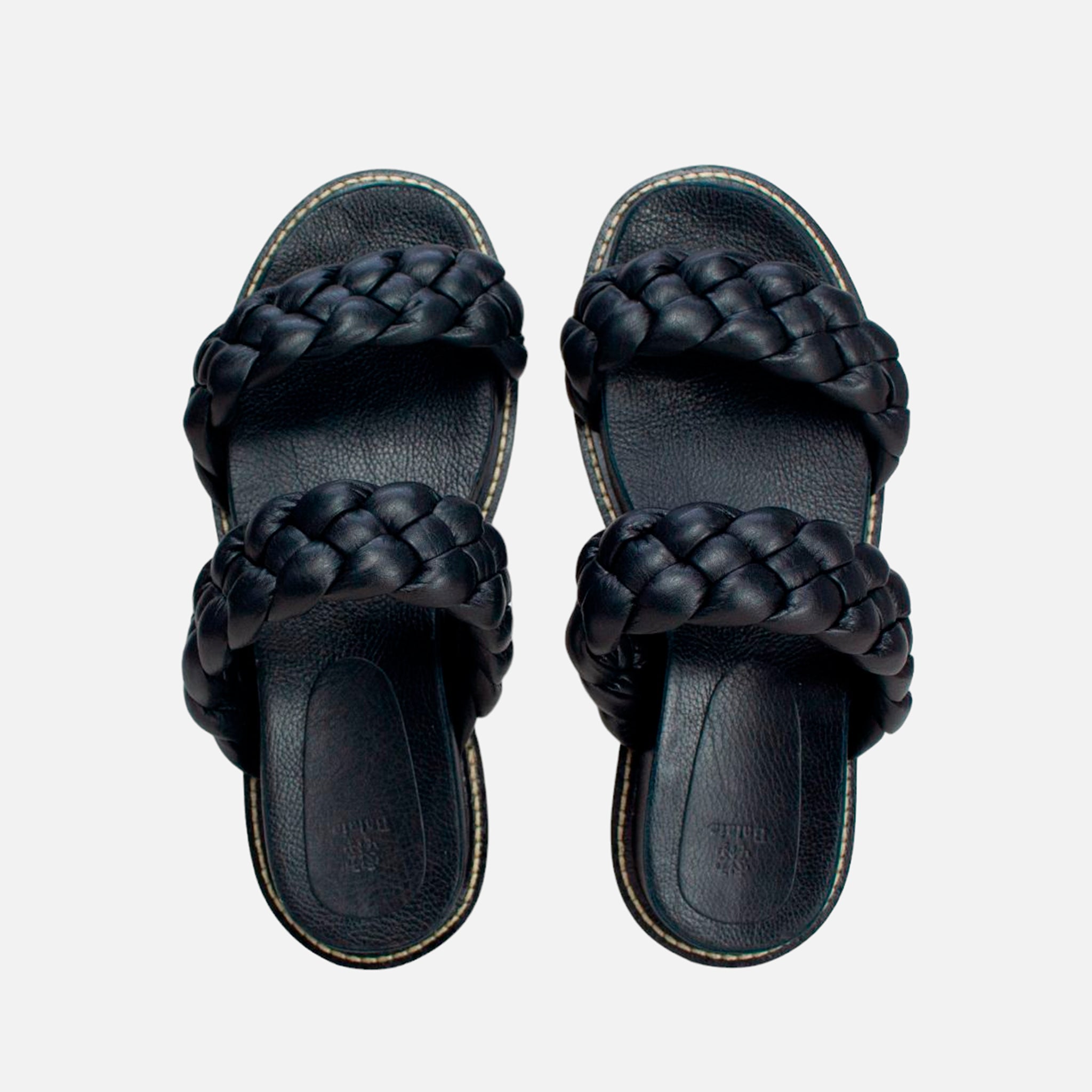Birken Tranças Pillow em Couro Preto - Balaia
