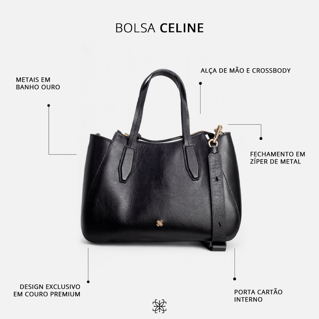 Bolsa Celine em Couro Preto - Balaia