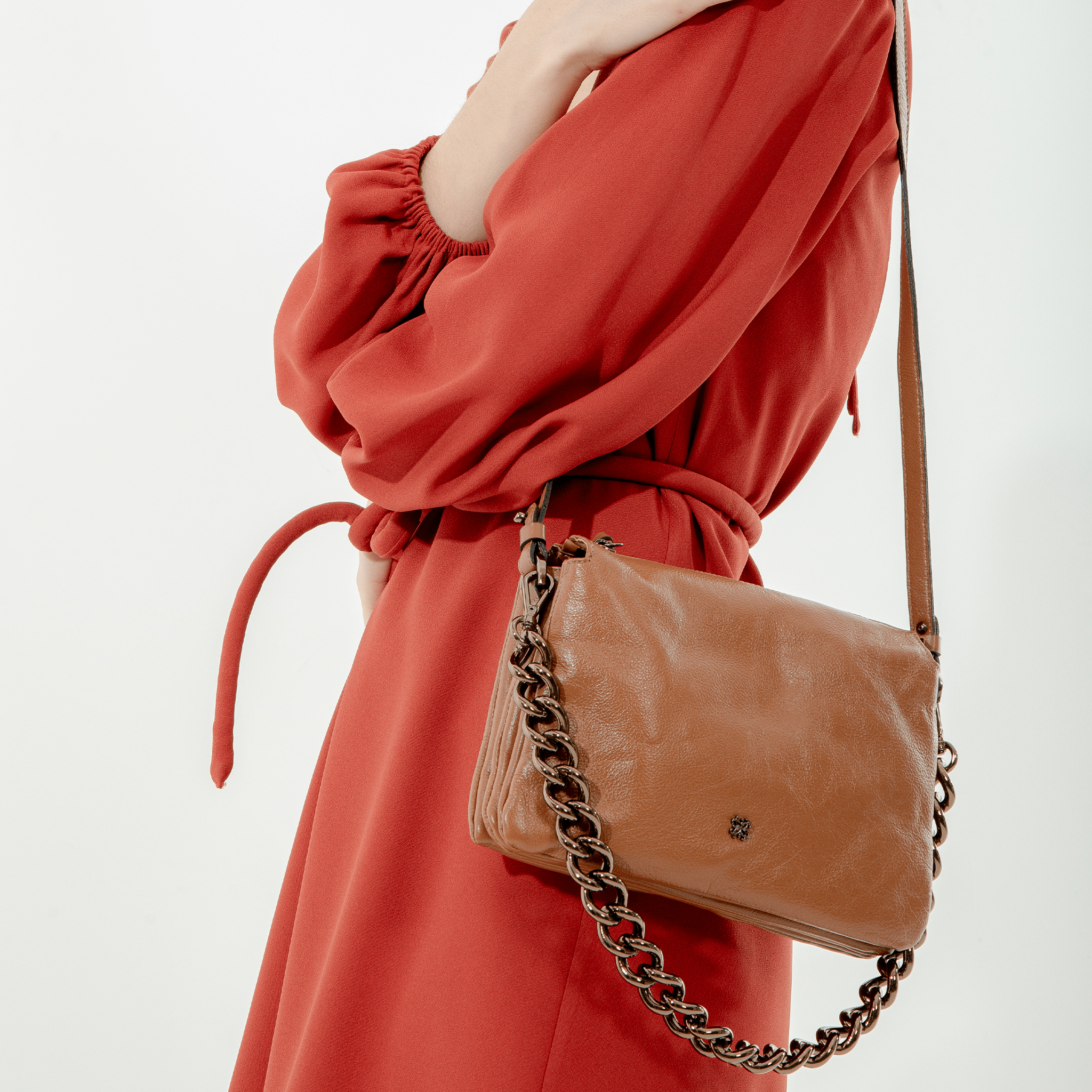 Bolsa Giulia em Couro Carmel - Balaia