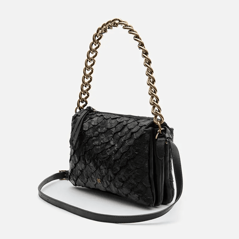 Bolsa Giulia em Couro Pirarucu Preto - Balaia